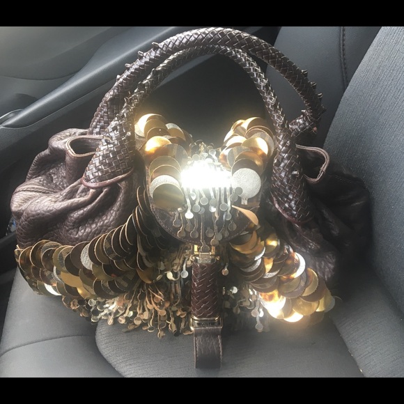 *RARE*Authentic Fendi Spy Sequin Tassel Disk Bag - Picture 2 of 8